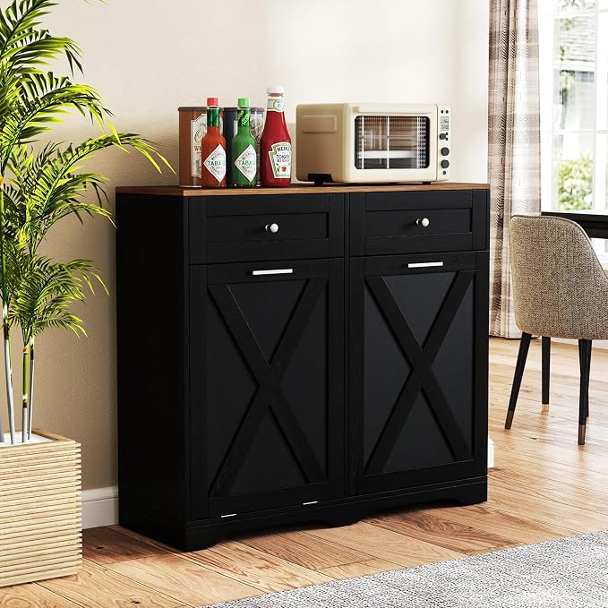 LOKO Tilt Out Trash Can Cabinet, Kitchen Island - Image 2
