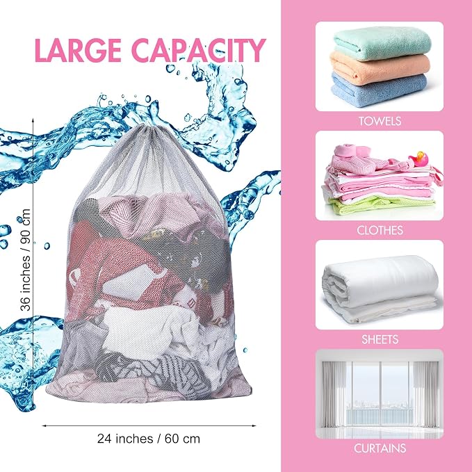 Berlune Large Mesh Laundry Bags, 24 x 36 Inch Bulk Wash Set - Image 2