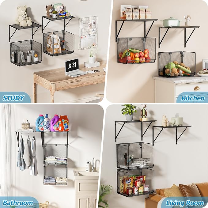 2 Pack Laundry Room Shelves Organization And Storage, Wall Mounted Clothes - Image 5