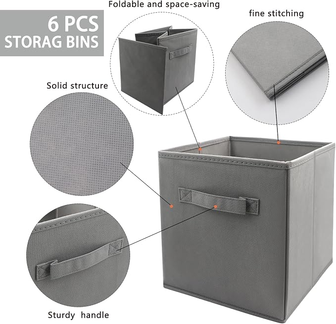 storage bins collapsible storage bins, cube storage organizer 9*7.5*7.5inch - Image 3