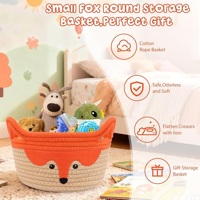 Small Storage Basket, Cute Fox Animal Gift Basket - Image 2