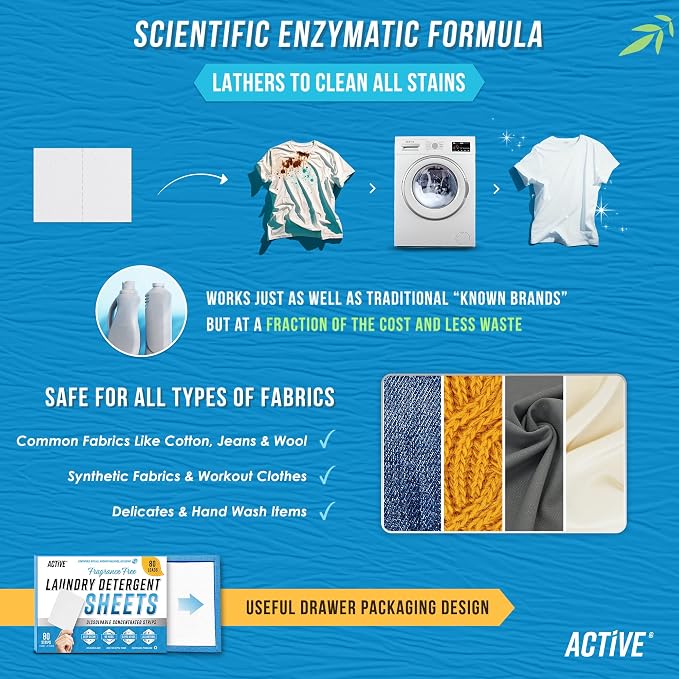 ACTIVE Laundry Detergent Sheets Eco Washing Strips - Image 4