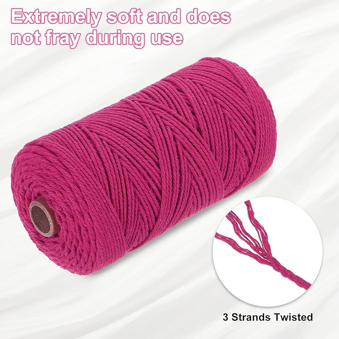 HARFINGTON Natural Macrame Cord 2mm x 220 Yards 3 Strand Twisted Cotton Macrame - Image 3