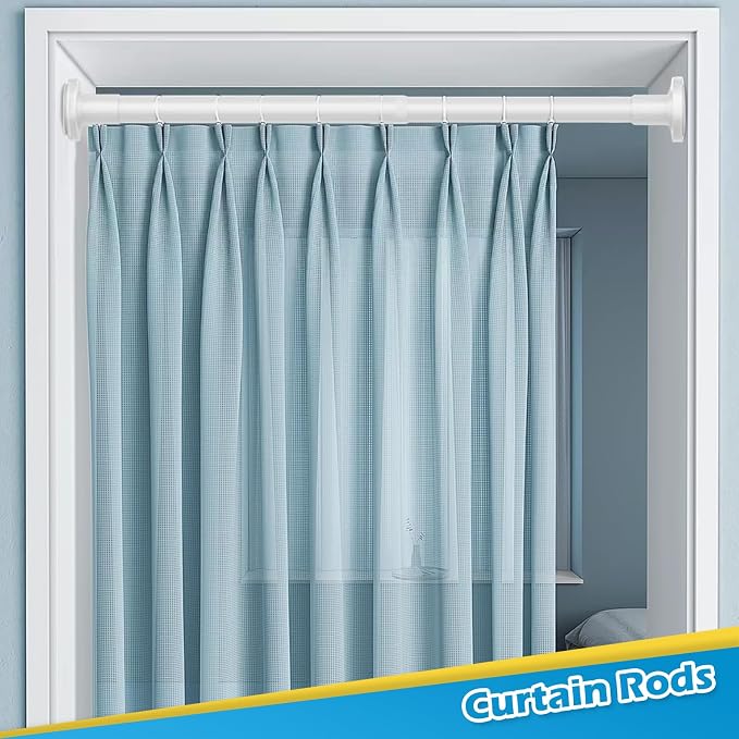 Small Tension Rod 18 to 28 Inch Short Curtain Rod No Drilling, Rust Proof White - Image 3