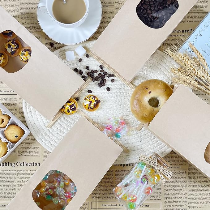 Cookie Bags for Packaging with Window Tin Tie Tab Lock & Thank You Sticker - Image 5