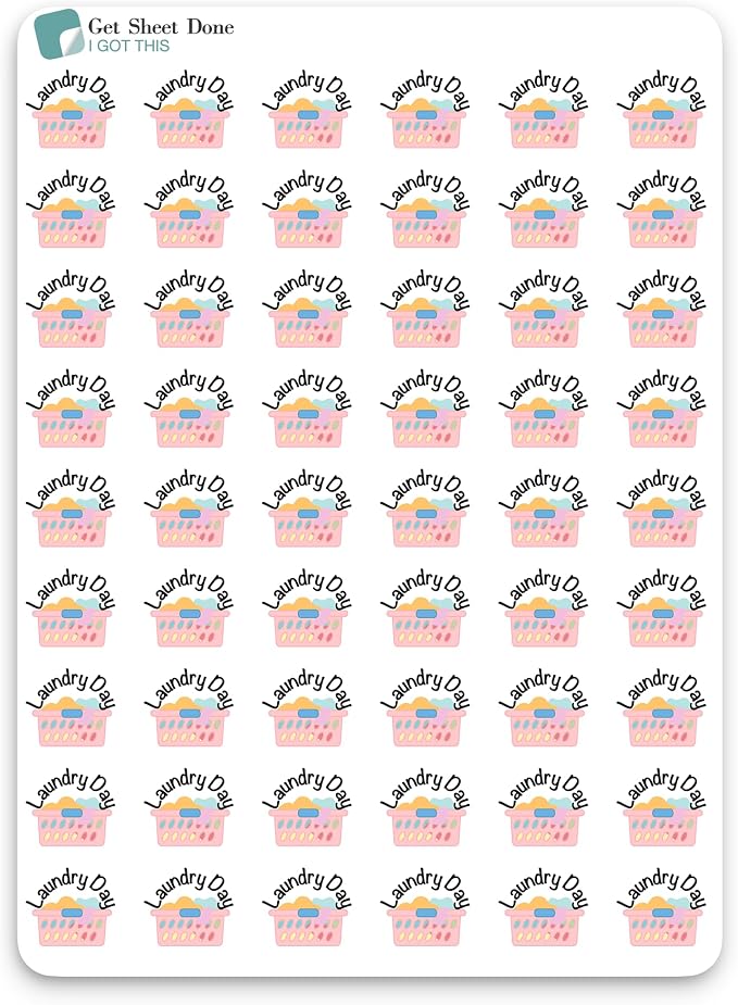 Laundry Day Planner Stickers – 54 Mini Vinyl Labels - Image 2