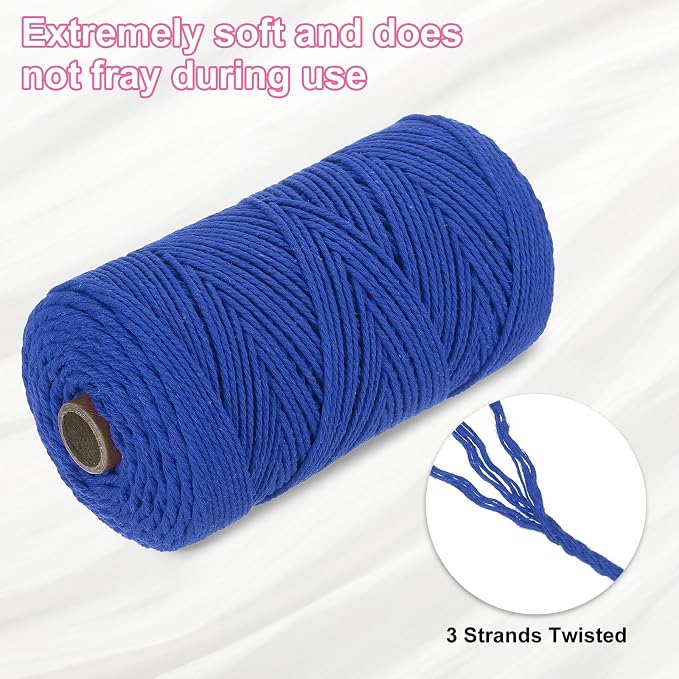 HARFINGTON Natural Macrame Cord 2mm x 220 Yards 3 Strand Twisted Cotton Macrame - Image 3