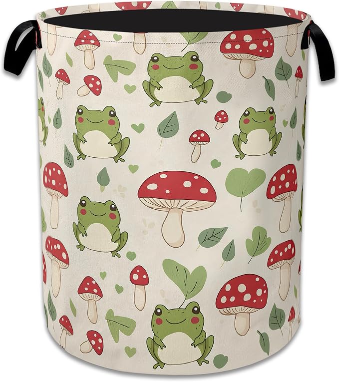 Cute Frog Laundry Basket, Foldable Oxford Cloth Red Mushroom Laundry Hamper by Unknown