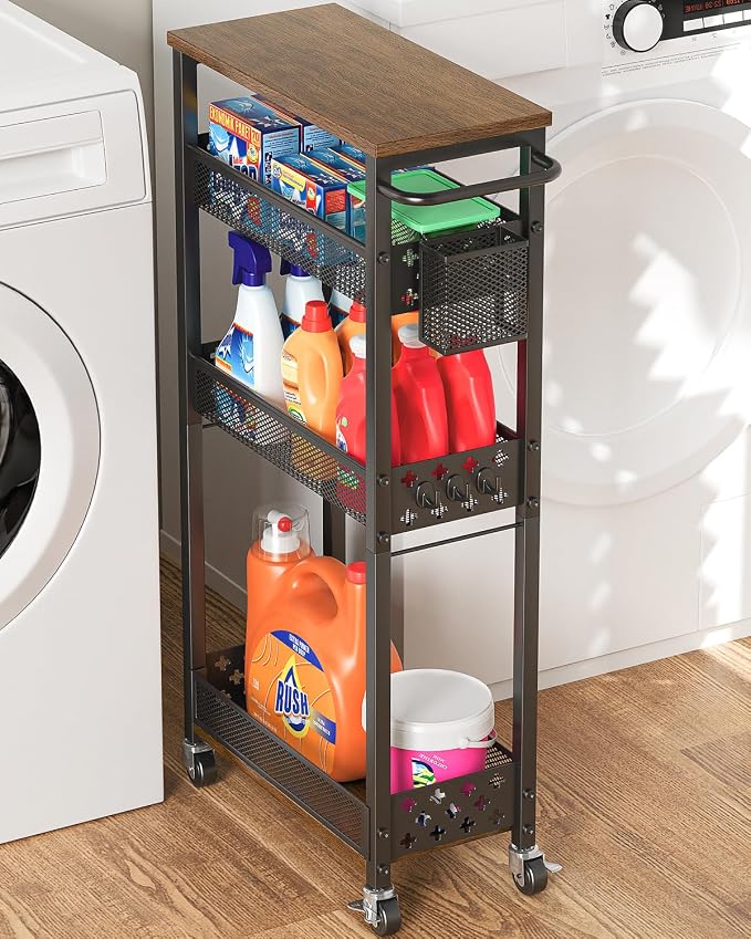 Slim Storage Cart 4 Tier Laundry Cart by XYZLVSI