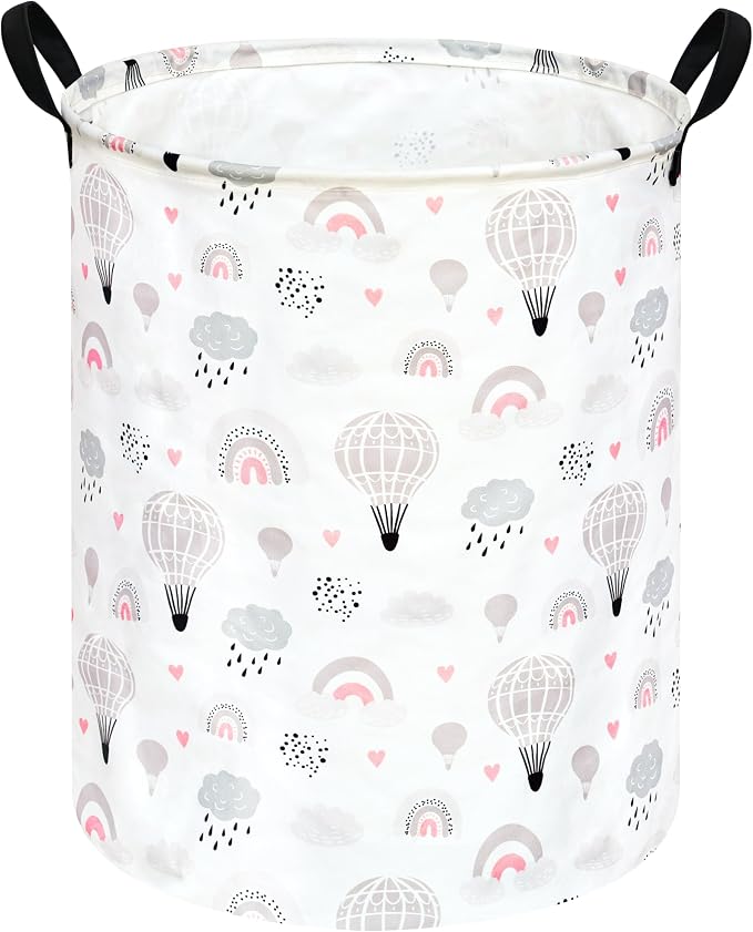 Hot Ait Balloon Print Round Laundry Hamper Storage Basket Bins Clothes Nursery by VAIVUSTO