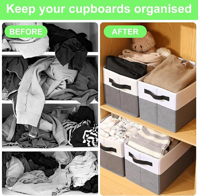 Large Shelf Storage Bins, Decorative Collapsible Storage Basket, Fabric Closet - Image 3