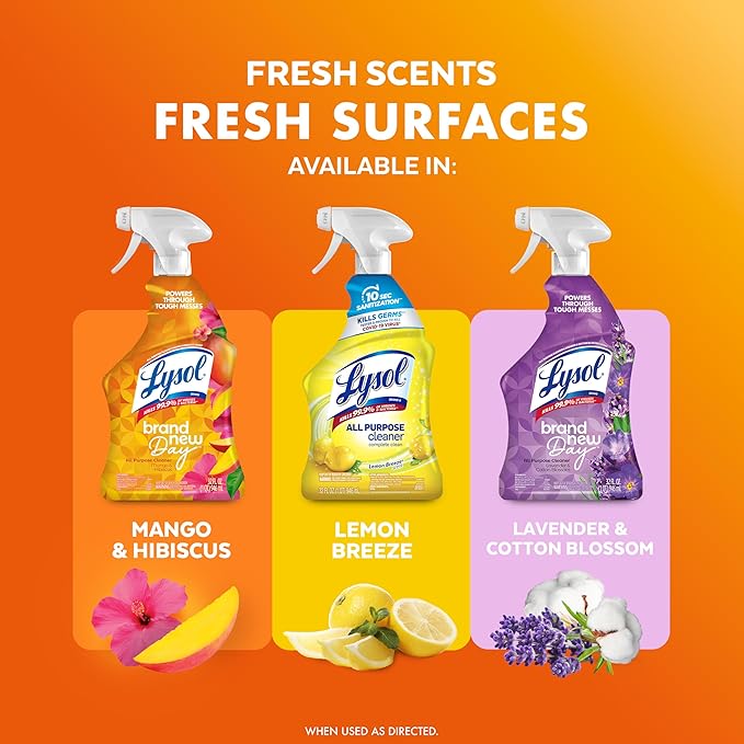 Lysol All Purpose Cleaner Spray, Kitchen & Bathroom Cleaner, Mango & Hibiscus - Image 7