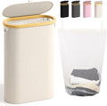Slim Laundry Hamper with Lid, 60L Small Laundry Basket with Handles&Removable by Bathola