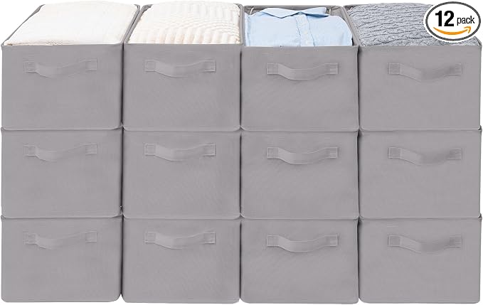 Storage Basket Bins with Metal Frame, Large Collapsible Fabric Storage Baskets by Unknown