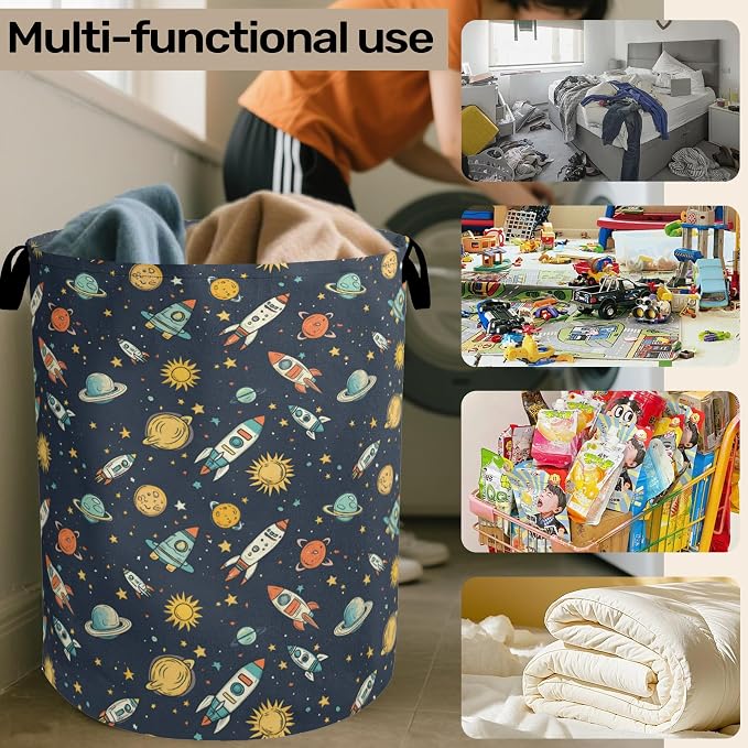 Cartoon Planet Space Foldable Canvas Laundry Basket - Image 6