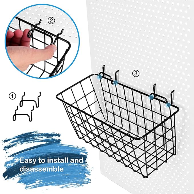 G.CORE 2 Pack Pegboard Baskets, Peg Board Baskets Bins Set - Image 2