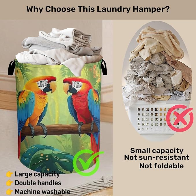 Tropical Parrot Foldable Laundry Hamper - Image 3