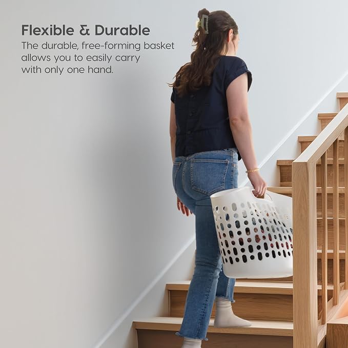 IRIS USA Laundry Basket Hamper, 27L Flexible Portable Plastic Dirty Clothes Bag - Image 3
