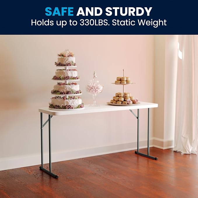 Flash Furniture Kathryn 5' Rectangular Plastic Folding Table, Long Plastic - Image 9