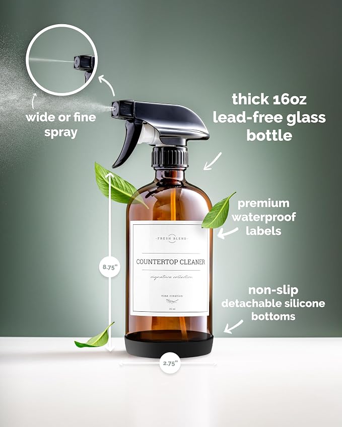 Vine Creations Amber Glass Spray Bottles, 2 Pack Glass Refillable Bottles - Image 6