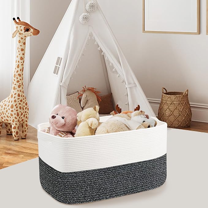 Extra Large Toy Box, Woven Cotton Rope Baskets - Image 5