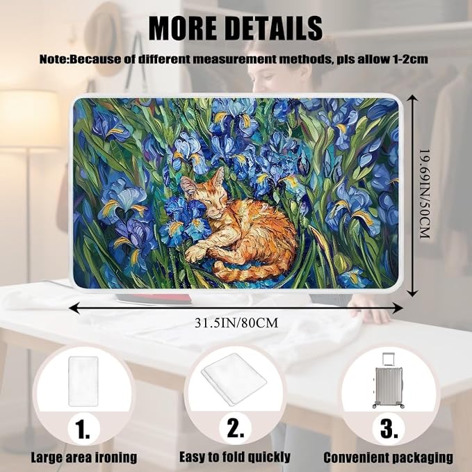 Ironing Mat Iris Flower Orange Cat Print Portable Ironing Pad - Image 5