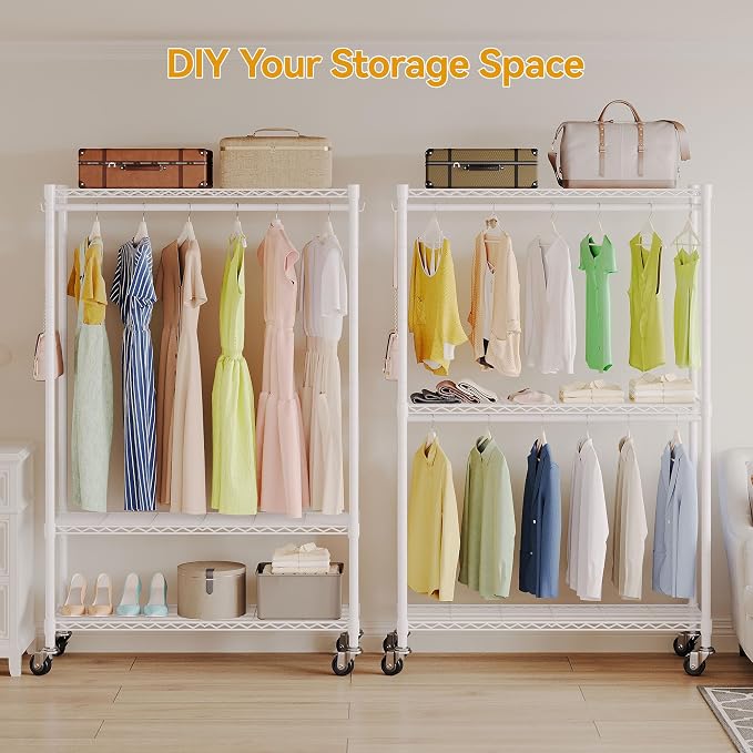 Rolling Garment Rack with Wheels, Heavy Duty Clothing Rack - Image 5