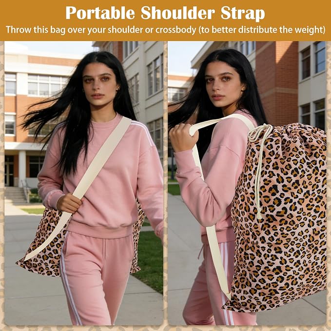 Canvas Laundry Bag with shoulder Strap 24"Wx 29"H, Large Drawstring Dirty - Image 5