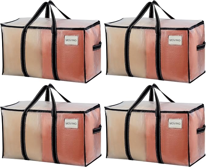 VENO 4 Pack Clear Storage Moving Bags, Heavy Duty Storage Bins by Veno