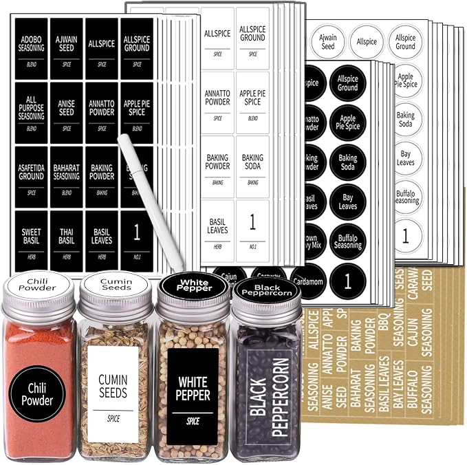 SWOMMOLY 892 Spice Jar Labels in 5 Different Types of Spice Labels by SWOMMOLY