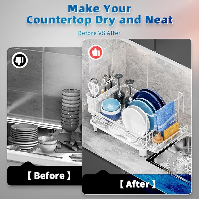 Compact Dish Drying Rack, Dish Drainers - Image 4