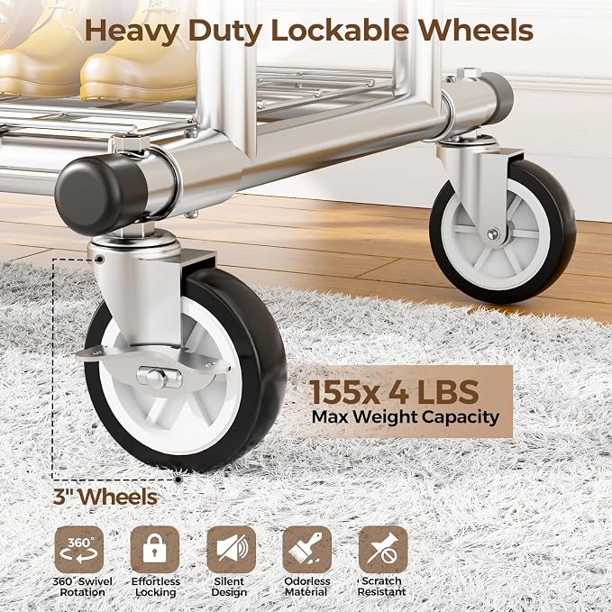 Heavy Duty Clothes Rack, Rolling Clothing Rack - Image 4