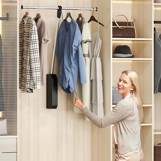 Pull Down Closet Rod- 26 Inch Closet Valet Rod Heavy-Duty Wall/Back Mounted - Image 7