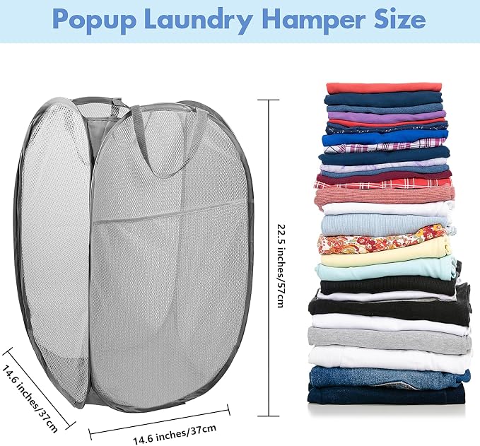 DUCOO Pop Up Hamper, Foldable Mesh Laundry Basket - Image 2