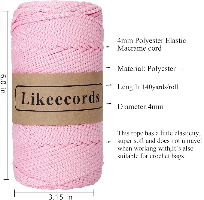 4mm Polyester Braided Macrame Cord Rope 140Yards /426Feet Macrame Supplies - Image 2