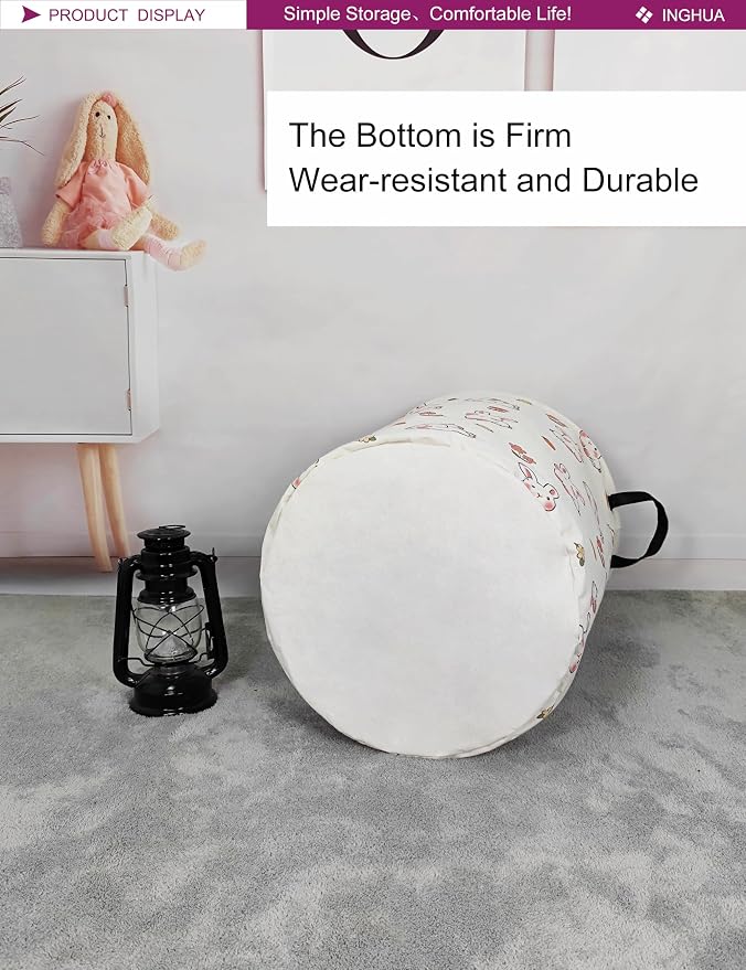 Laundry Hamper Large Canvas Fabric Lightweight Storage Basket/Toy - Image 6