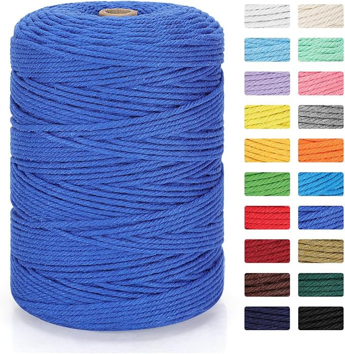 Macrame Cord 3mm x 328yd | 100% Natural Cotton Macrame Rope | 4 Strand Twisted by MacraBoho