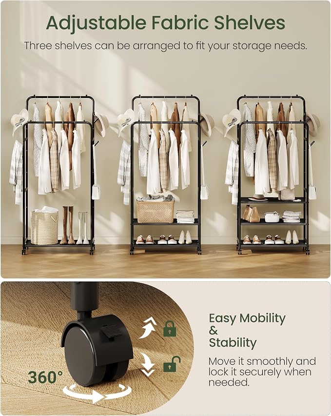 Clothes Racks for Hanging Clothes, Rolling Garment Rack, Clothing Rack - Image 4