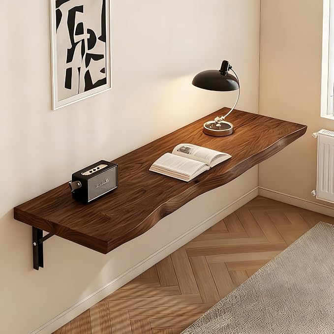 Multifunctional Solid Wood Folding Floating Wall Desk, Wall Mounted Folding Bar by Unknown