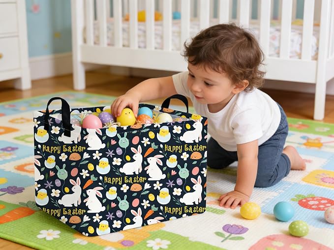 Rectangular Black Easter basket, Easter basket empty, Kids Storage Baskets - Image 2
