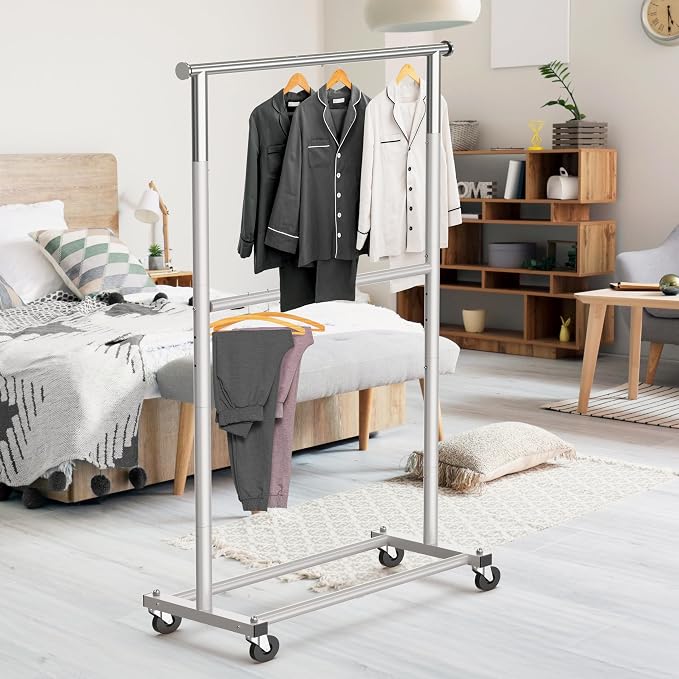 Simple Houseware Double Rod Garment Rack - Image 2