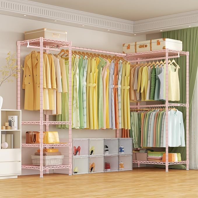 E10L L-Shaped Clothes Rack for Corner（With Expandable Hanger Rod）Heavy Duty - Image 8