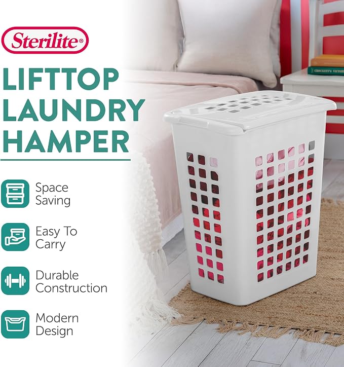 Sterilite Rectangular LiftTop Laundry Hamper - Image 3