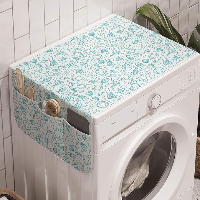 Ambesonne Octopus Ship Washing Machine Organizer, Doodle Turtle Nautical Sea by Ambesonne