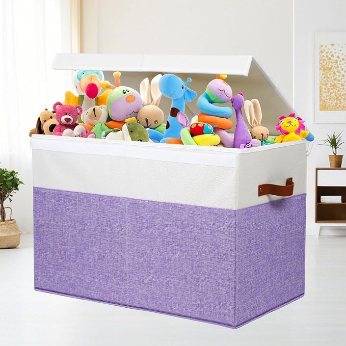 Large Toy Box with Lid, Sturdy Toy Storage Chest Bin Boxes Organizer Basket - Image 2
