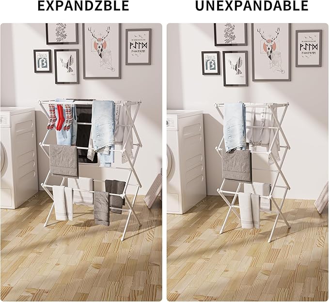 3 Tier Clothes Drying Rack, Foldable Drying Rack Clothing, Indoor & Outdoor - Image 2