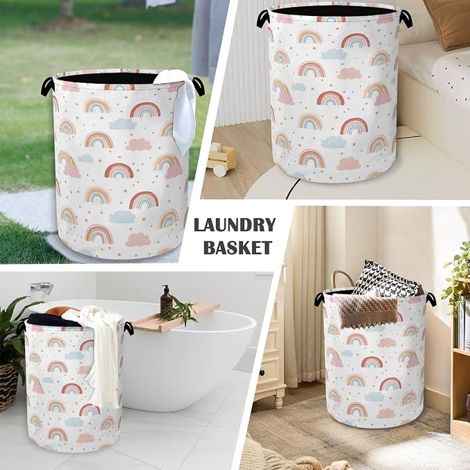 Rainbow Laundry Hamper, Stars Dirty Clothes Laundry Basket - Image 4