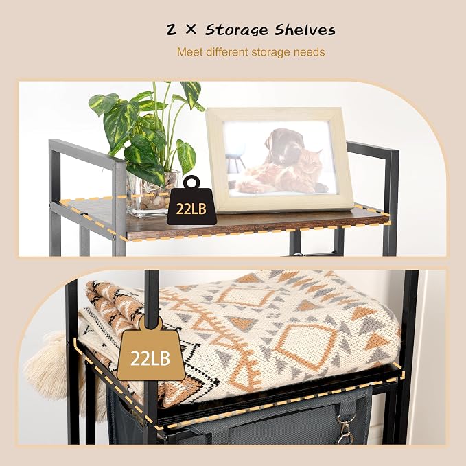 Coat Rack with Laundry Basket, Laundry Hamper Freestanding Hall Tree, Clothes - Image 6