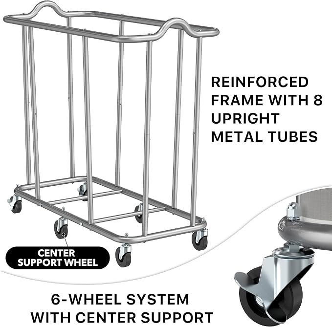 Simple Houseware Extra Large 2 Section Rolling Laundry Cart 265L – Heavy Duty - Image 3