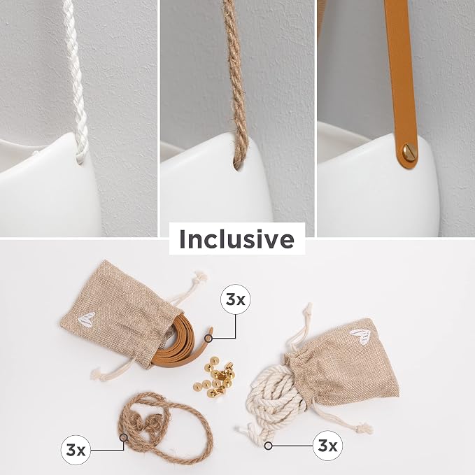 Kazai. Wall Planters -Ellie- | Hanging Ceramic Plant Pots 3 Pieces | Wall - Image 2